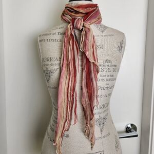 70s Striped Crepe Silk Scarf